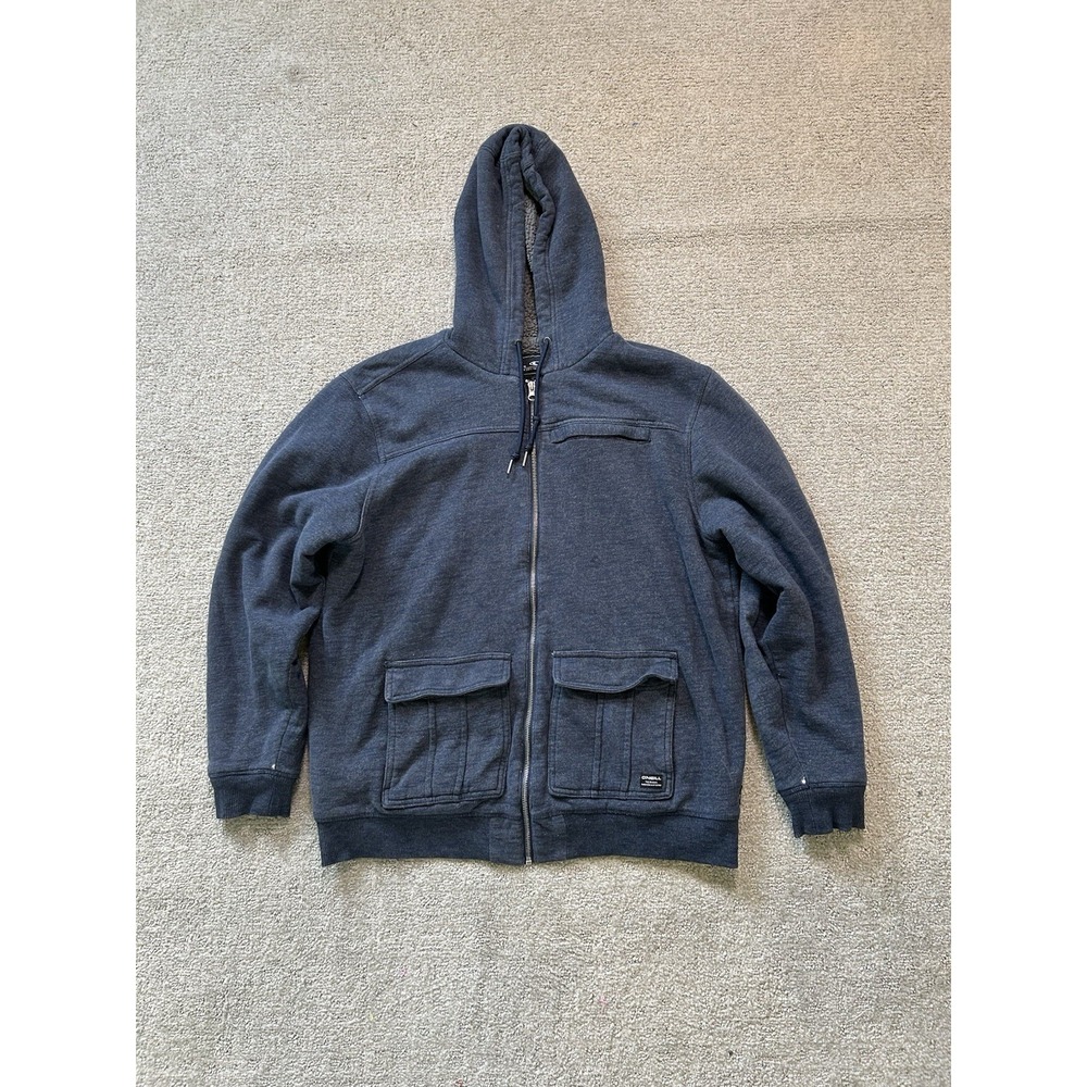 Vintage Y2K O'Neill Blue Sherpa Lined Fleece Full Zip Hoodie Jacket Men's Large